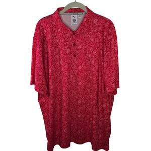 Puma X Volition America Red Paisley Bandana Short Sleeve Polo Shirt Size XL